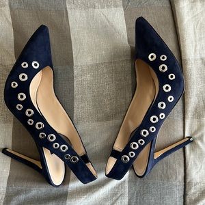 Beautiful Dark Blue Suede High Heels